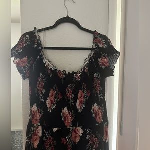 Black with floral detail off the shoulder dress